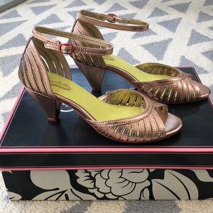 Seychelles Rose Gold Sandals with a short heel